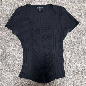 Black V-Neck Ribbed Women's Top United States sweater women’s M